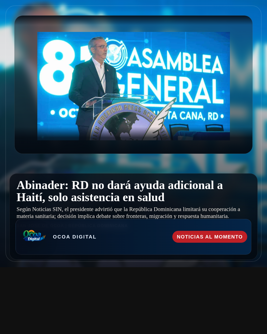 Abinader: RD no dará ayuda adicional a Haití, solo asistencia en salud
