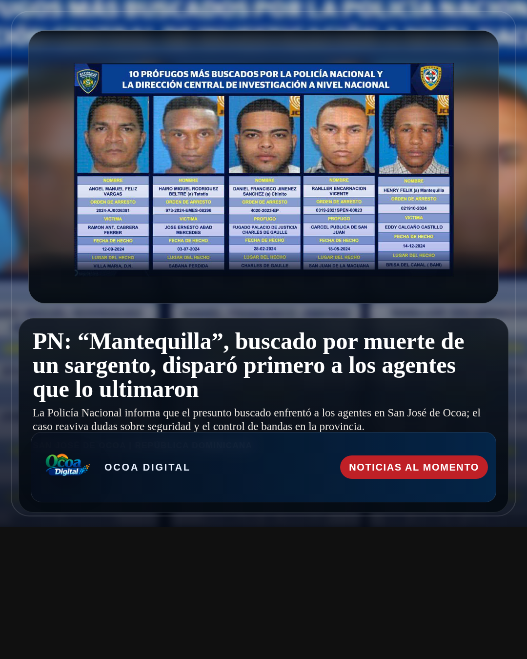 PN: “Mantequilla”, buscado por muerte de un sargento, disparó primero a los agentes que lo ultimaron