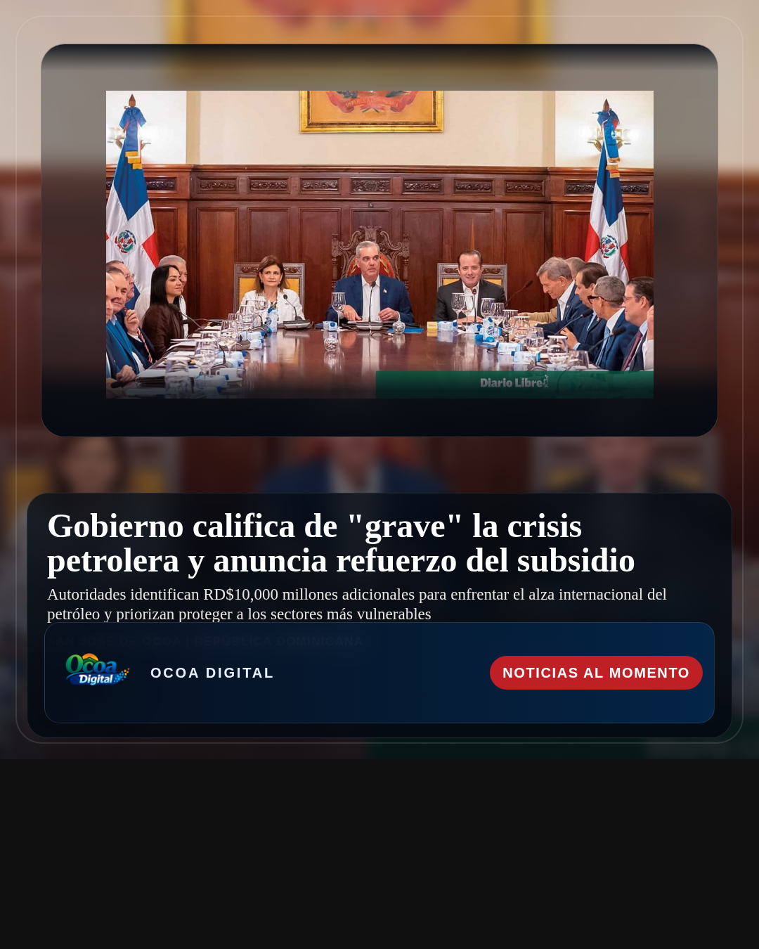 Gobierno califica de "grave" la crisis petrolera y anuncia refuerzo del subsidio