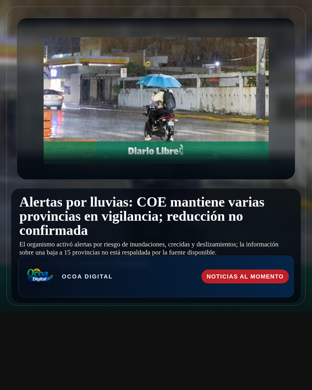 Alertas por lluvias: COE mantiene varias provincias en vigilancia; reducción no confirmada