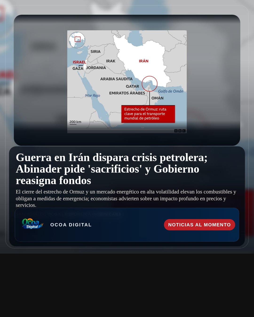 Guerra en Irán dispara crisis petrolera; Abinader pide 'sacrificios' y Gobierno reasigna fondos