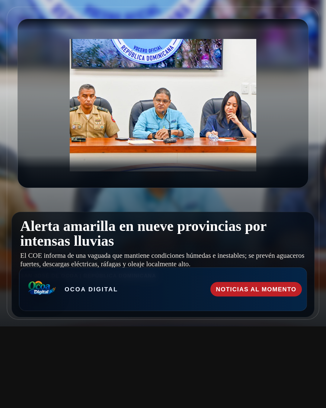 Alerta amarilla en nueve provincias por intensas lluvias