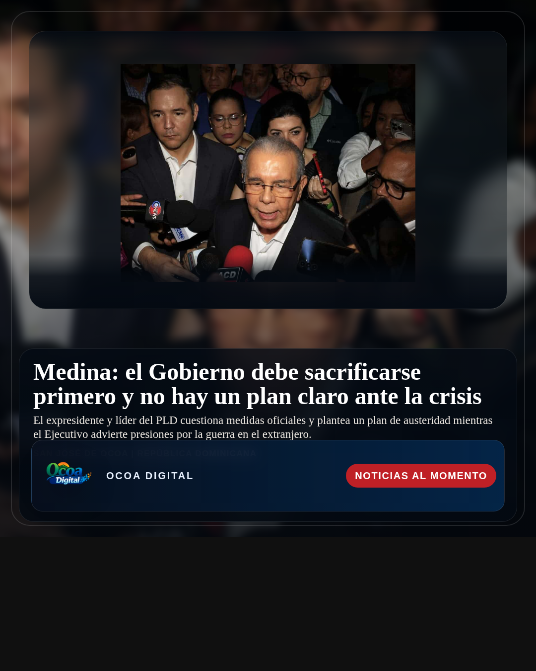 Medina: el Gobierno debe sacrificarse primero y no hay un plan claro ante la crisis