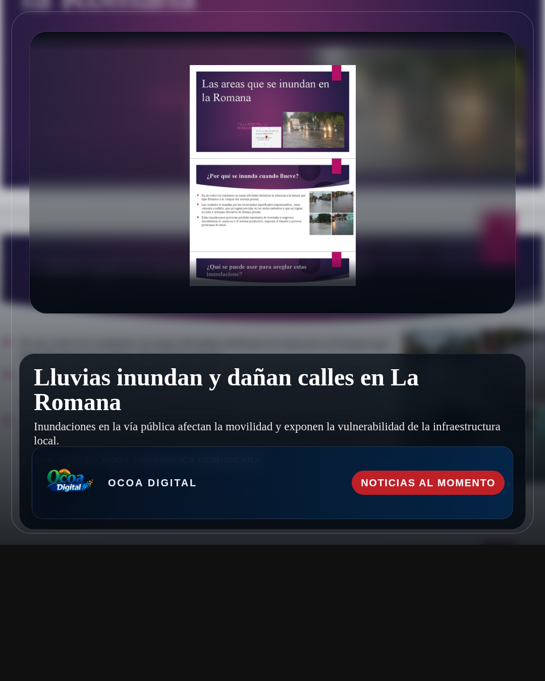 Lluvias inundan y dañan calles en La Romana