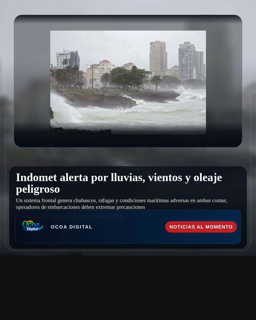 Indomet alerta por lluvias, vientos y oleaje peligroso