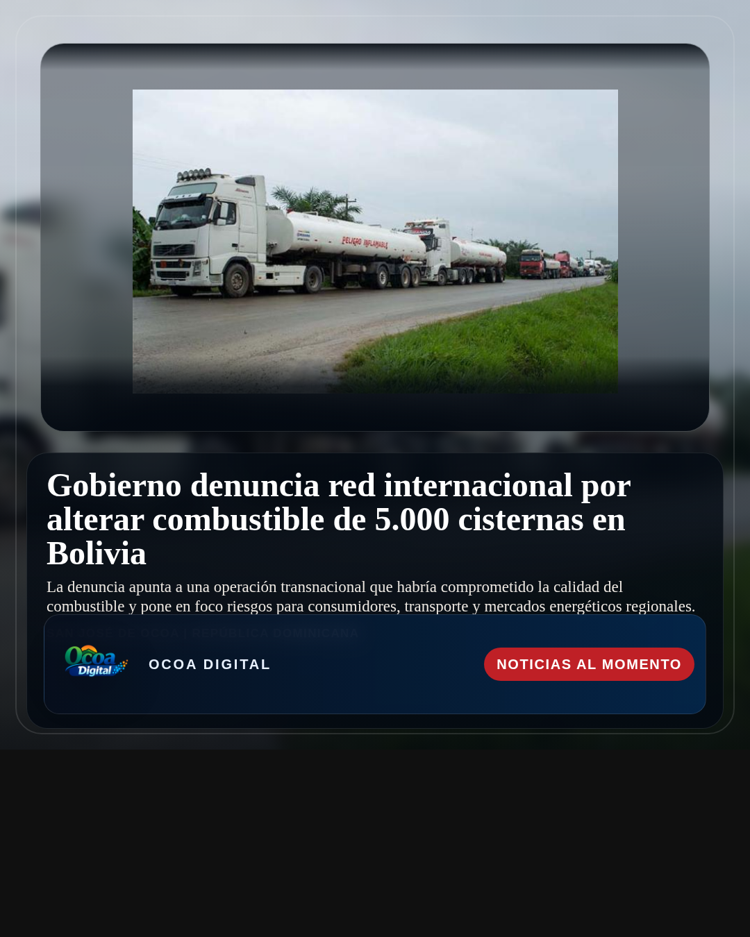 Gobierno denuncia red internacional por alterar combustible de 5.000 cisternas en Bolivia