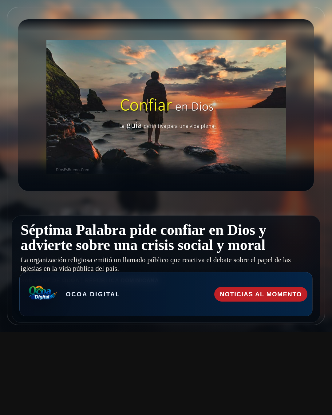 Séptima Palabra pide confiar en Dios y advierte sobre una crisis social y moral
