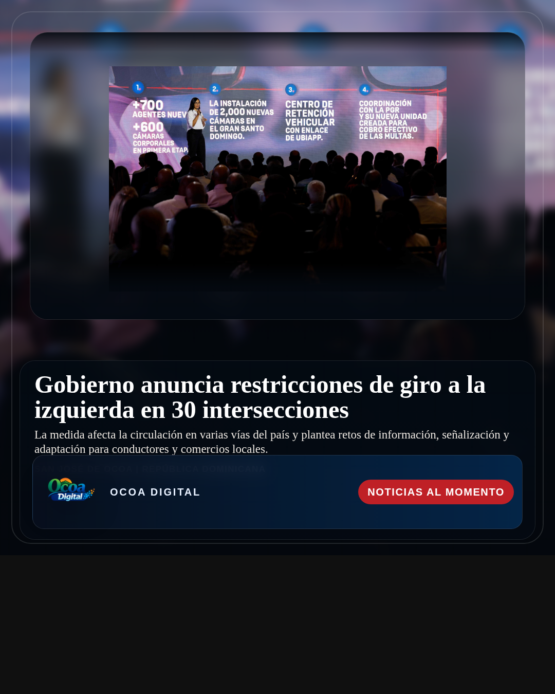 Gobierno anuncia restricciones de giro a la izquierda en 30 intersecciones
