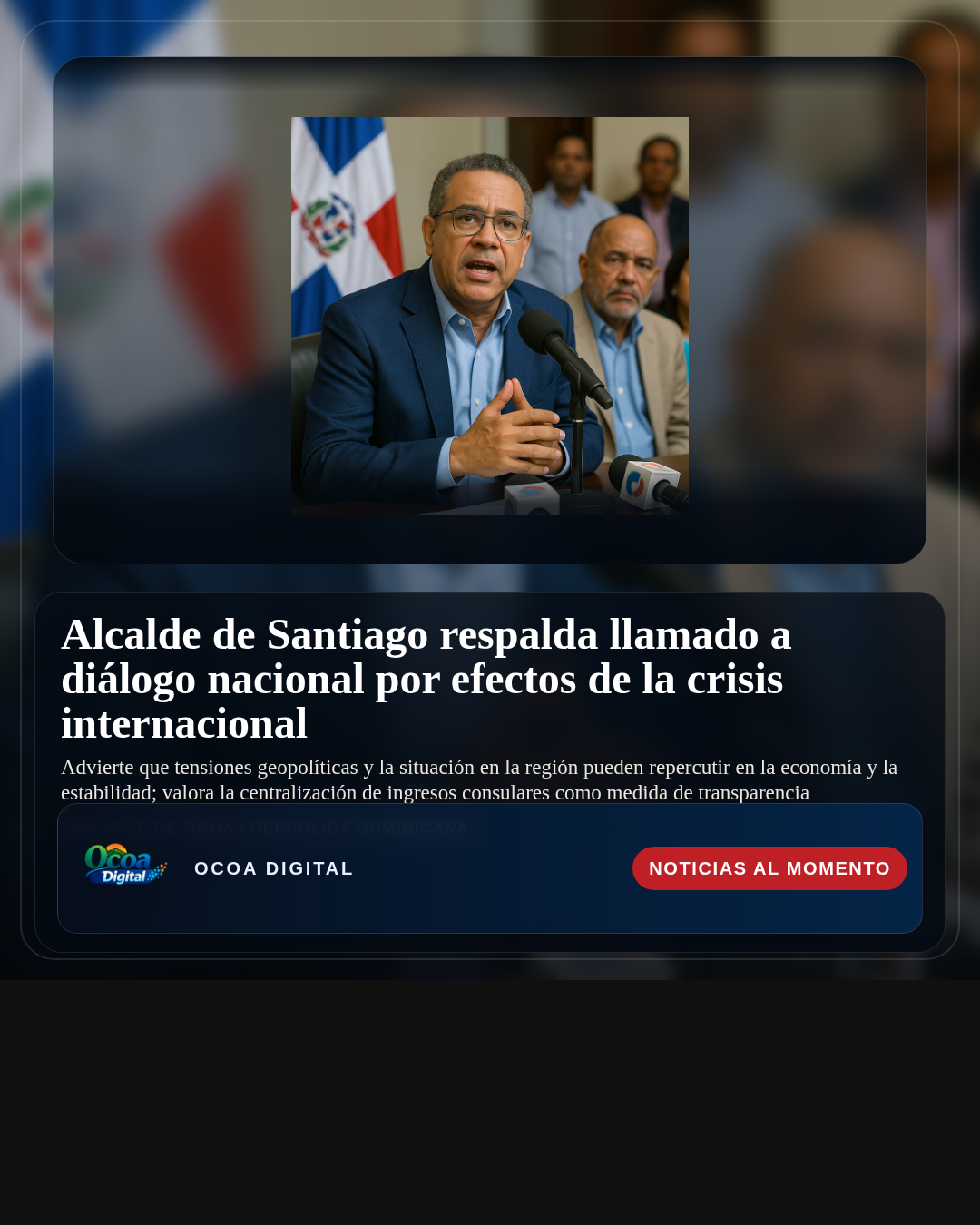 Alcalde de Santiago respalda llamado a diálogo nacional por efectos de la crisis internacional