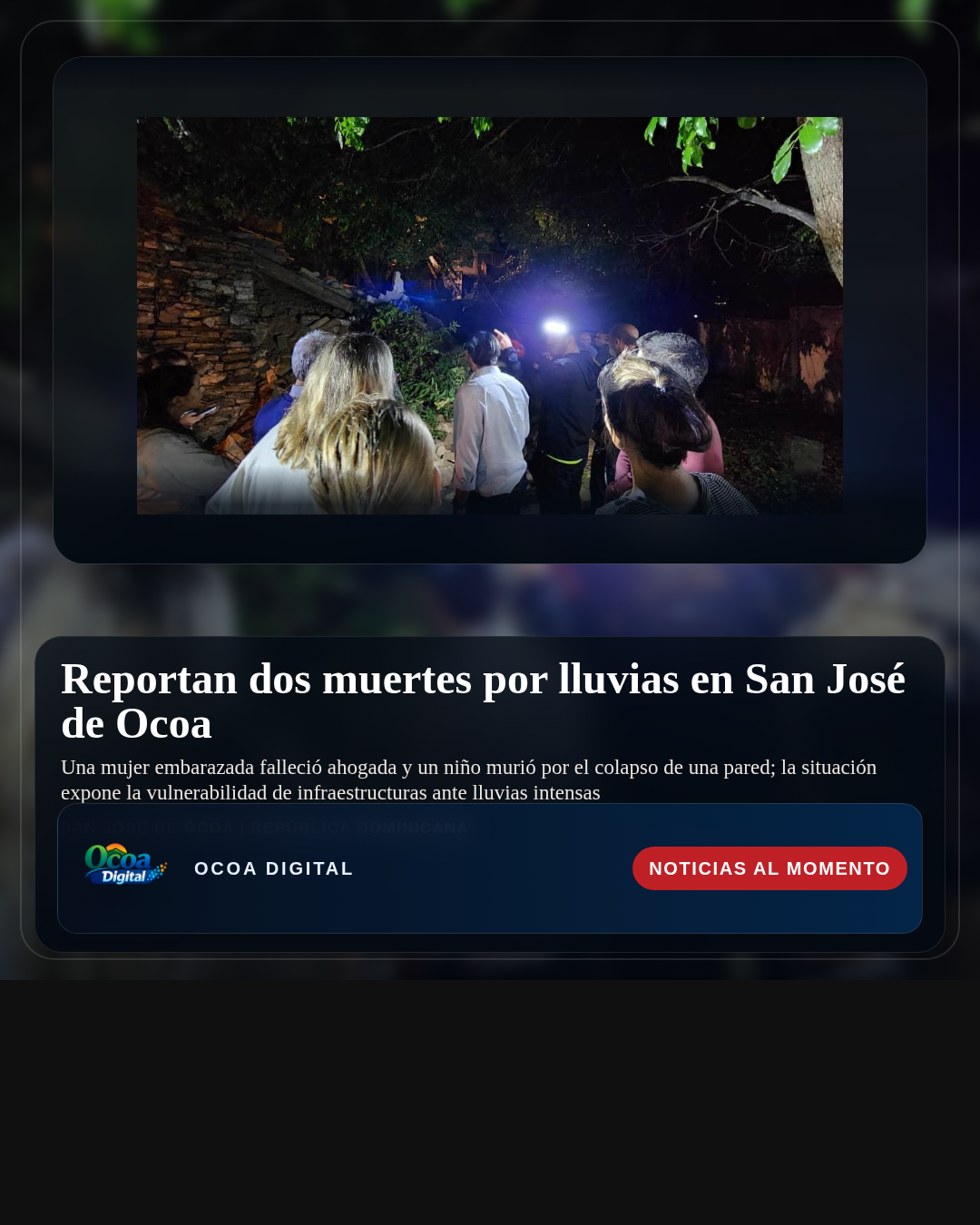 Reportan dos muertes por lluvias en San José de Ocoa
