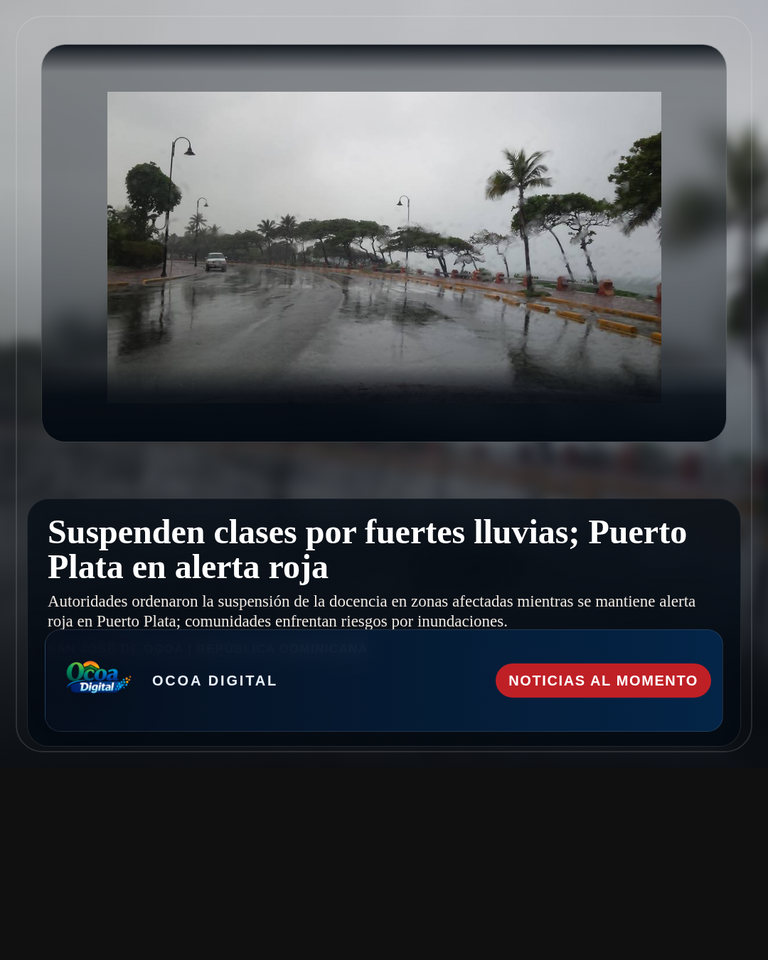 Suspenden clases por fuertes lluvias; Puerto Plata en alerta roja