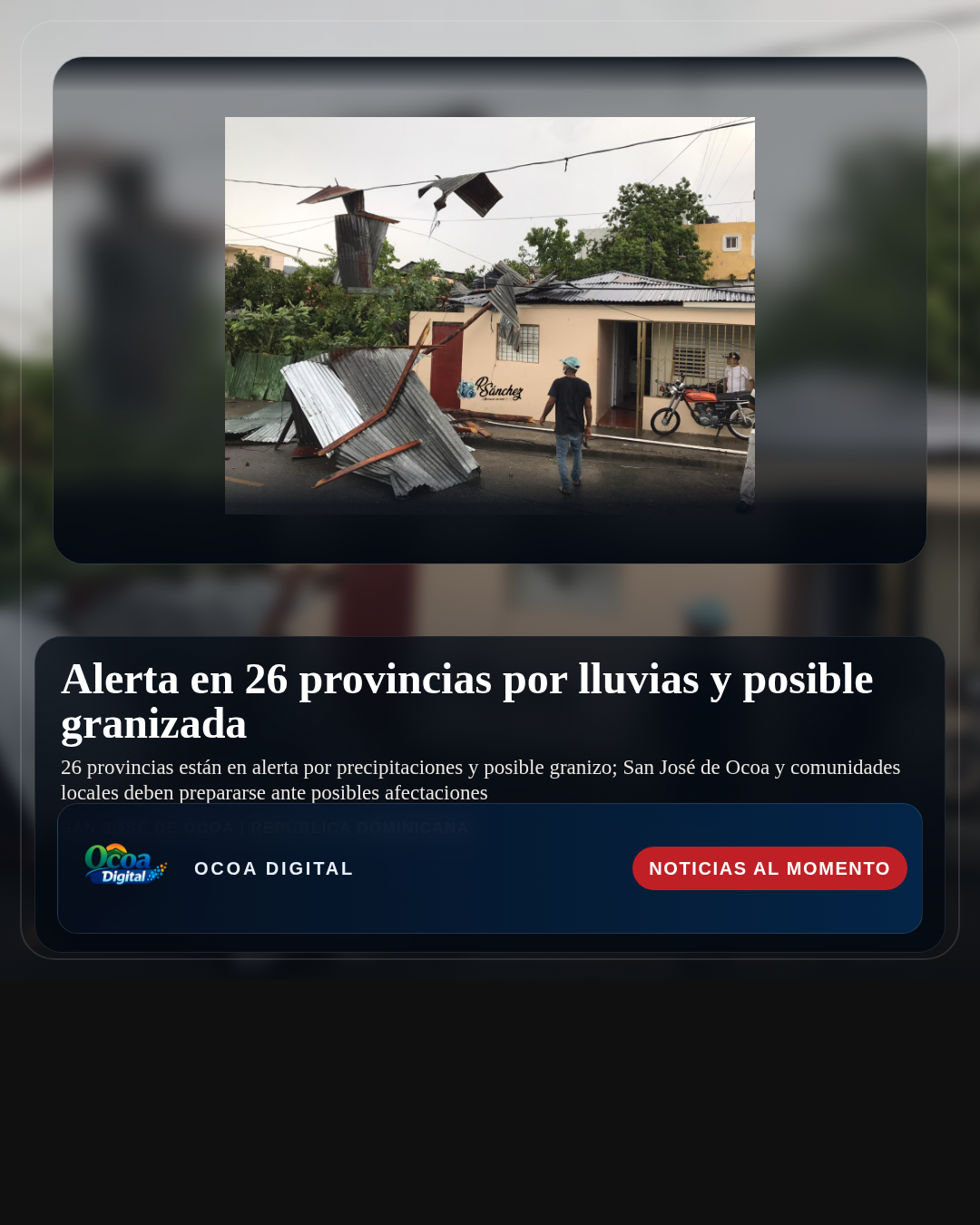 Alerta en 26 provincias por lluvias y posible granizada