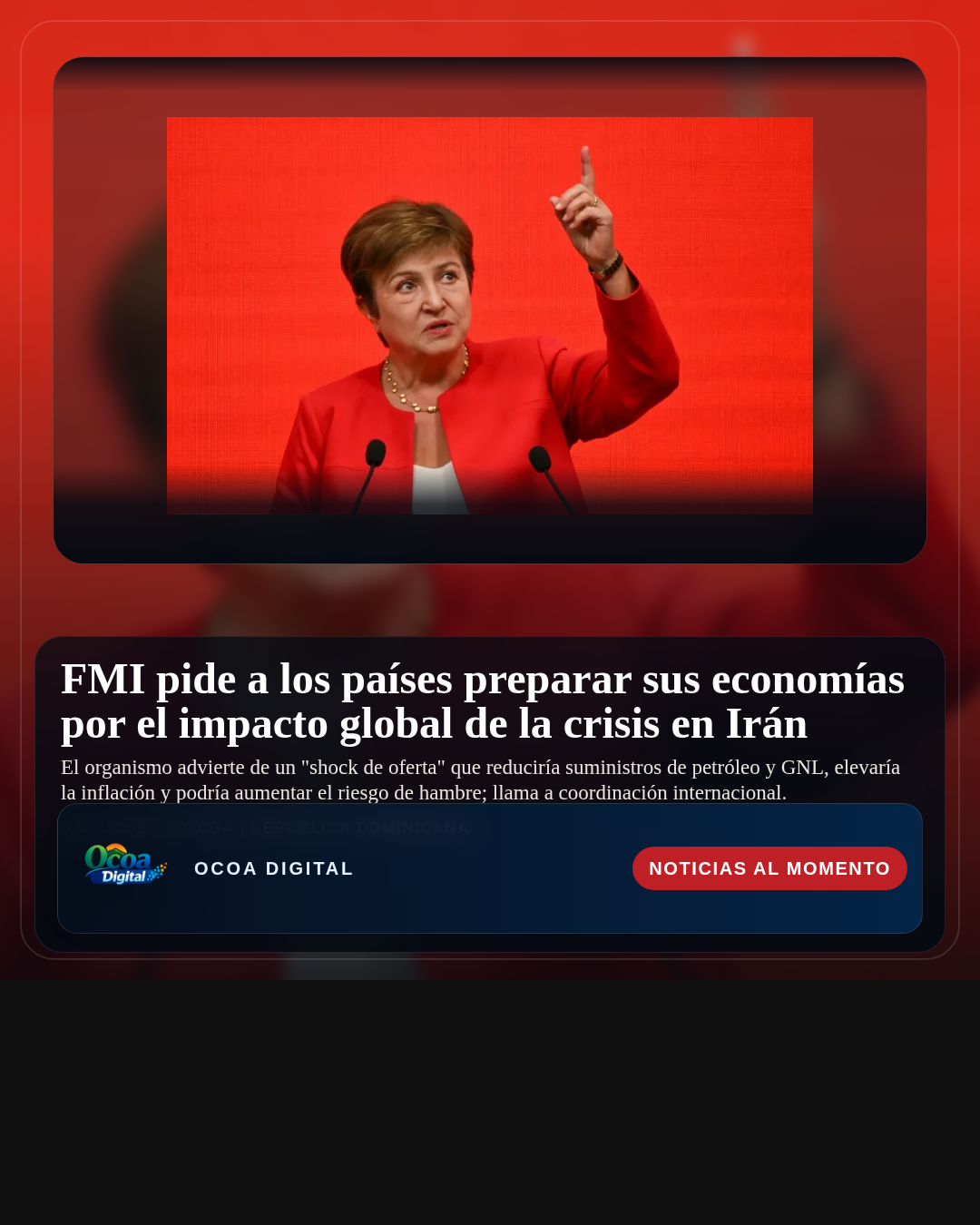 FMI pide a los países preparar sus economías por el impacto global de la crisis en Irán