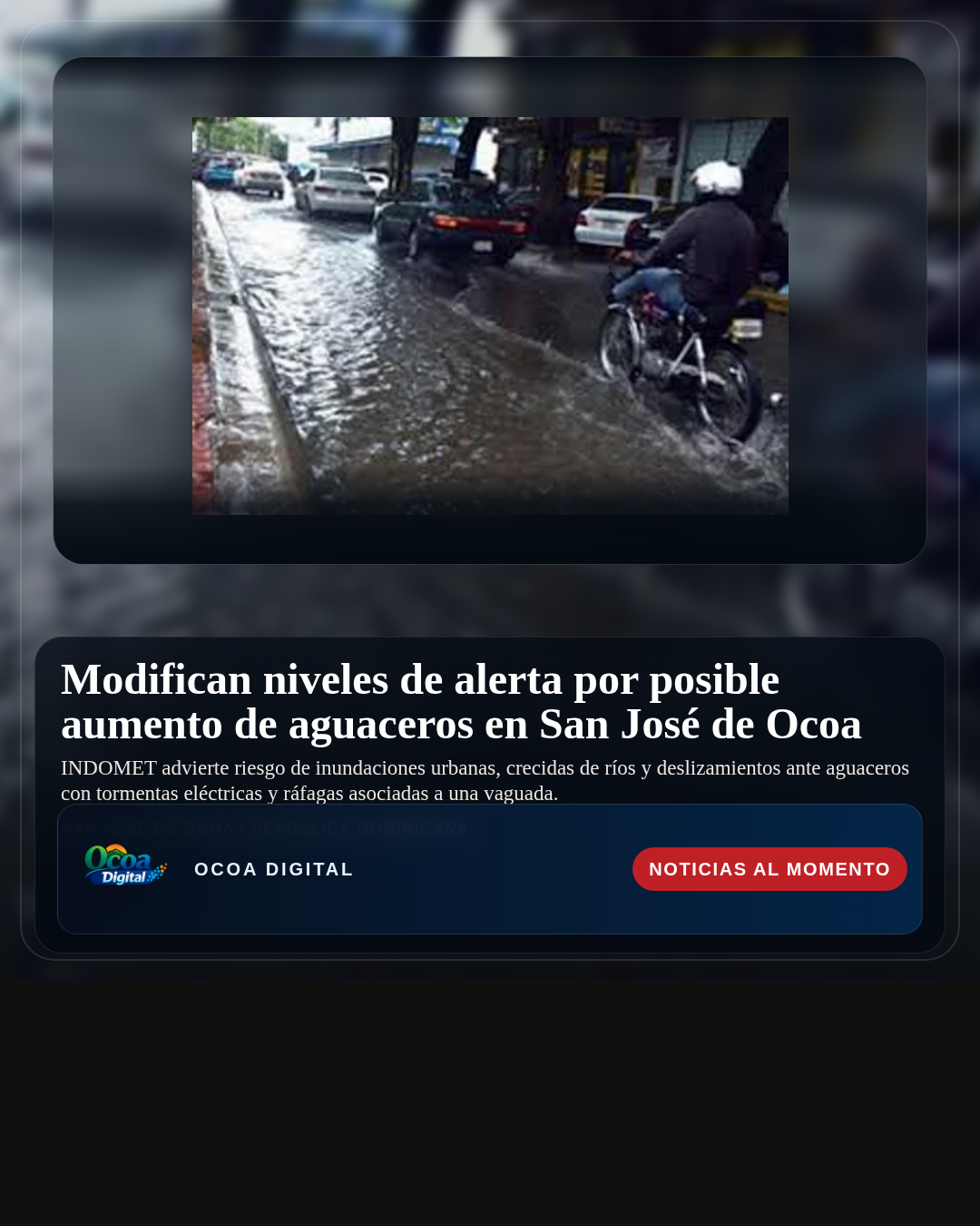 Modifican niveles de alerta por posible aumento de aguaceros en San José de Ocoa