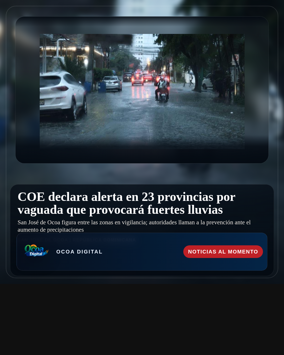 COE declara alerta en 23 provincias por vaguada que provocará fuertes lluvias