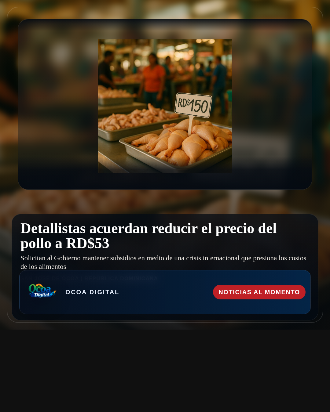 Detallistas acuerdan reducir el precio del pollo a RD$53