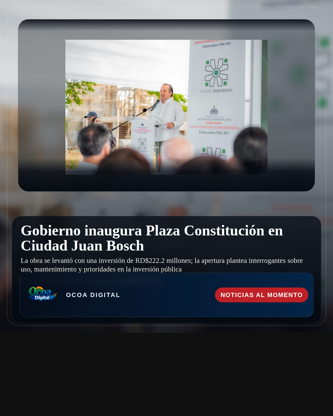 Gobierno inaugura Plaza Constitución en Ciudad Juan Bosch
