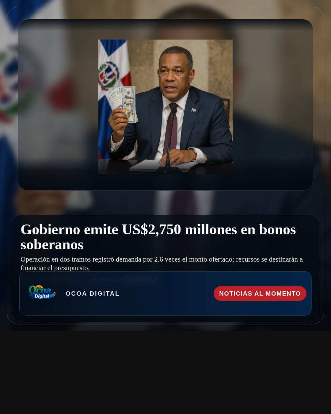 Gobierno emite US$2,750 millones en bonos soberanos