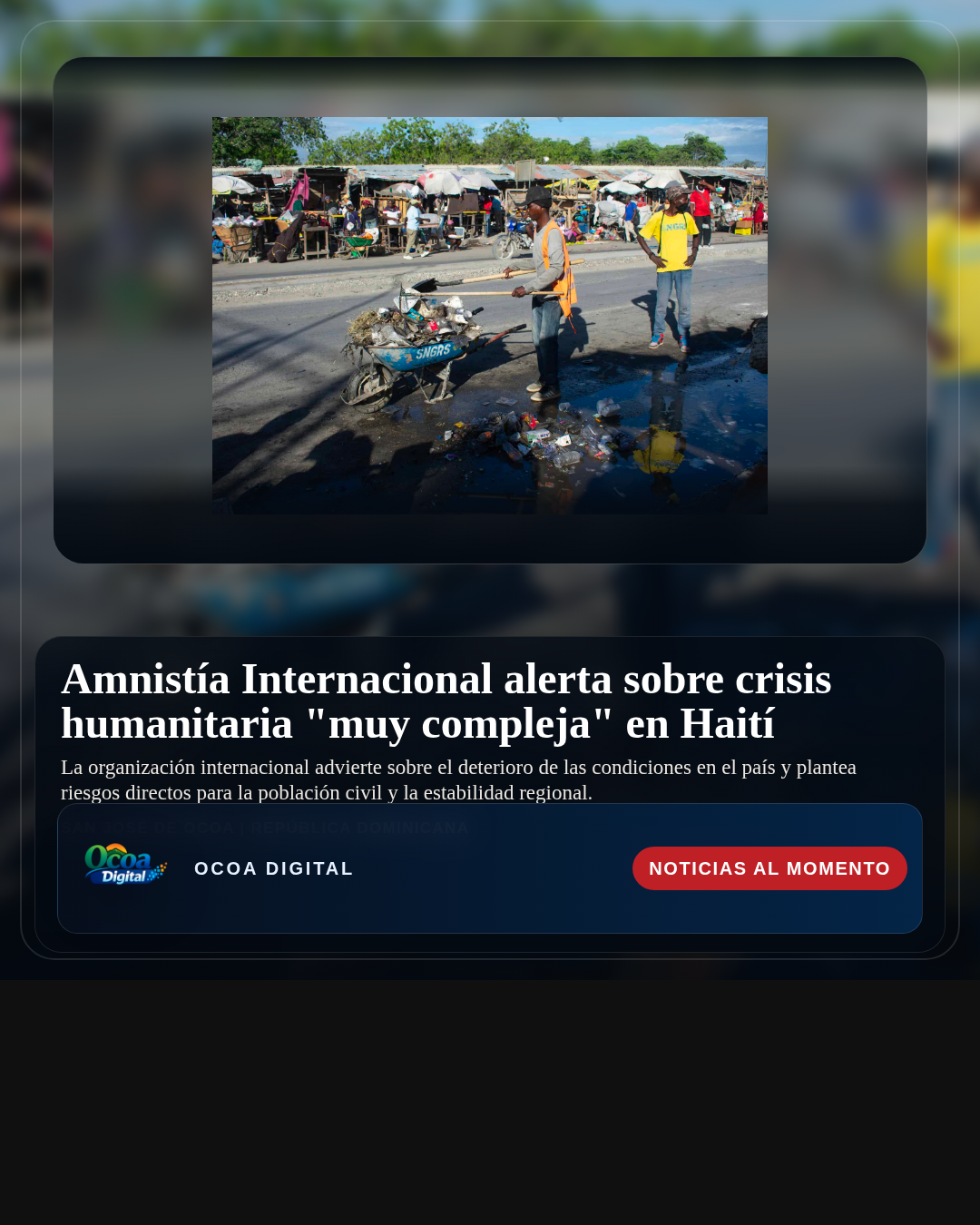 Amnistía Internacional alerta sobre crisis humanitaria "muy compleja" en Haití