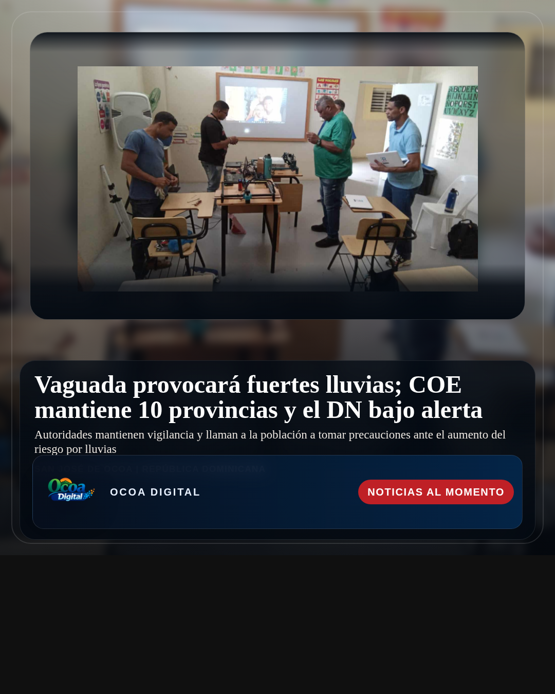 Vaguada provocará fuertes lluvias; COE mantiene 10 provincias y el DN bajo alerta