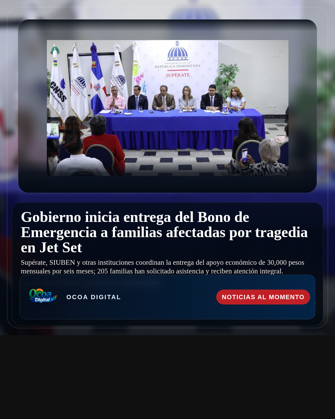 Gobierno inicia entrega del Bono de Emergencia a familias afectadas por tragedia en Jet Set