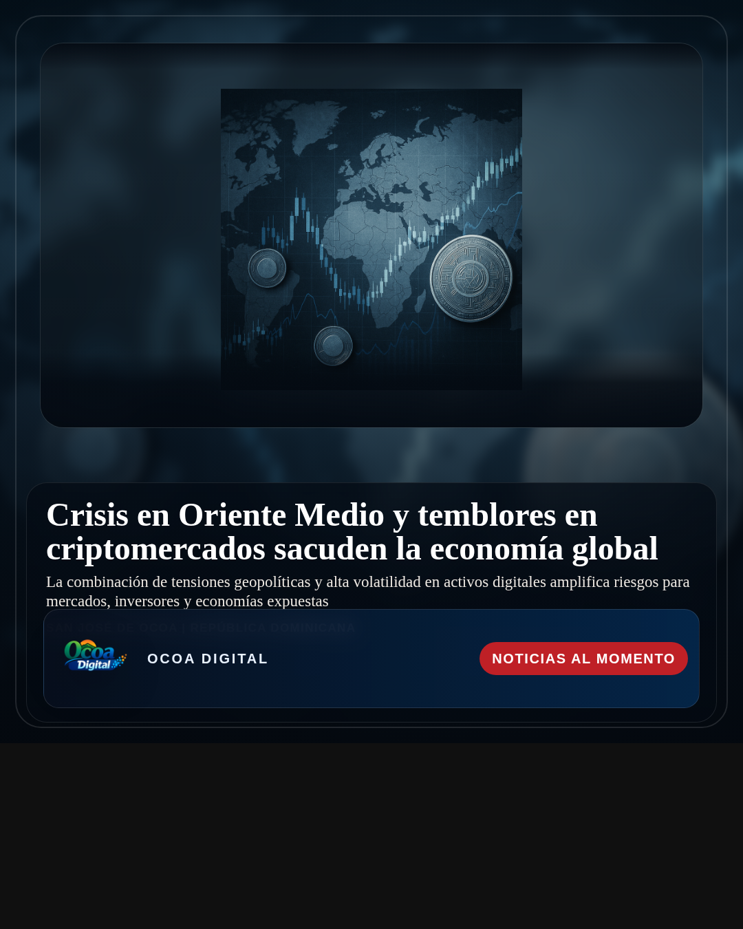 Crisis en Oriente Medio y temblores en criptomercados sacuden la economía global