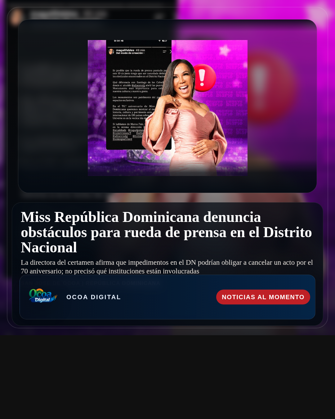 Miss República Dominicana denuncia obstáculos para rueda de prensa en el Distrito Nacional