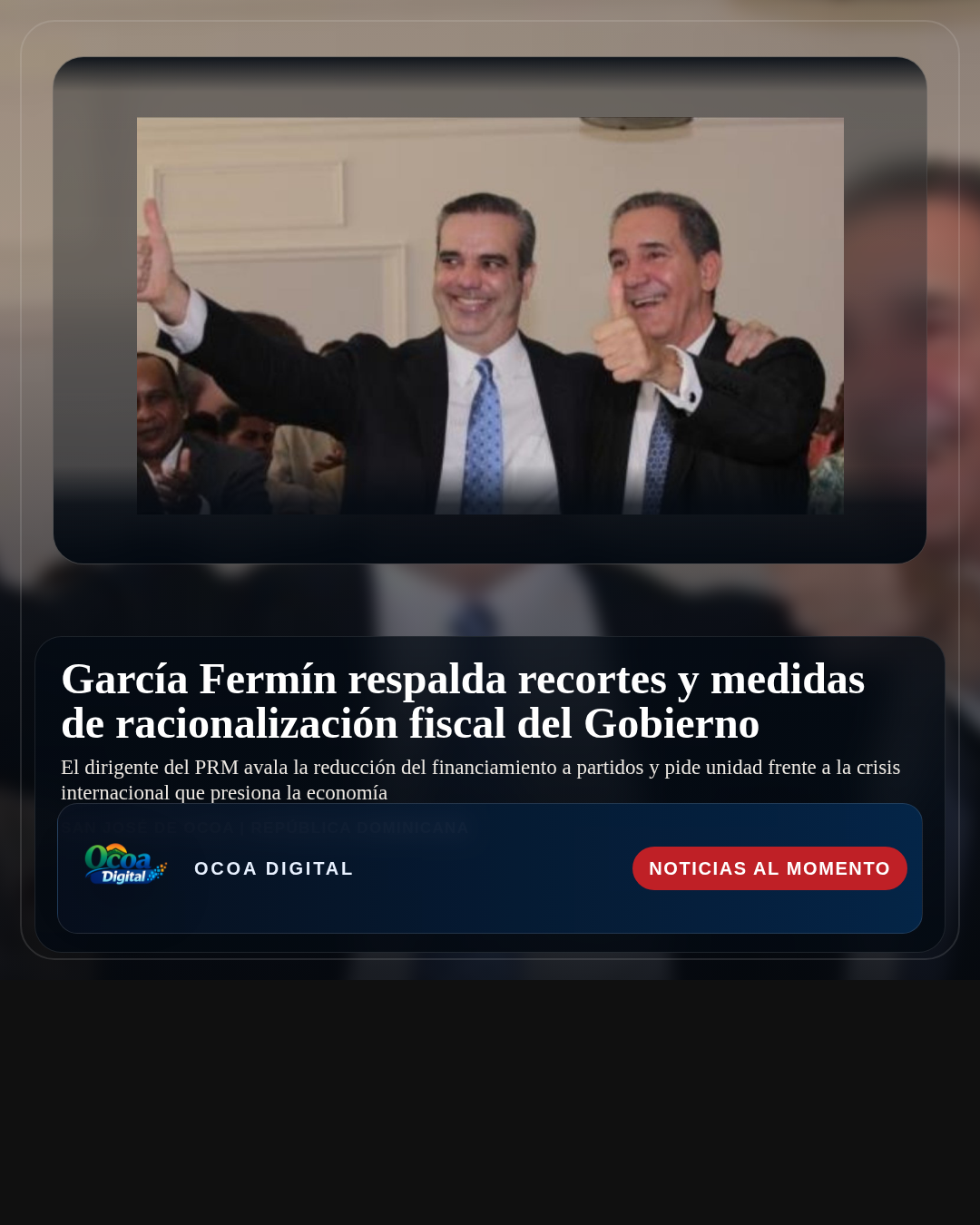 García Fermín respalda recortes y medidas de racionalización fiscal del Gobierno