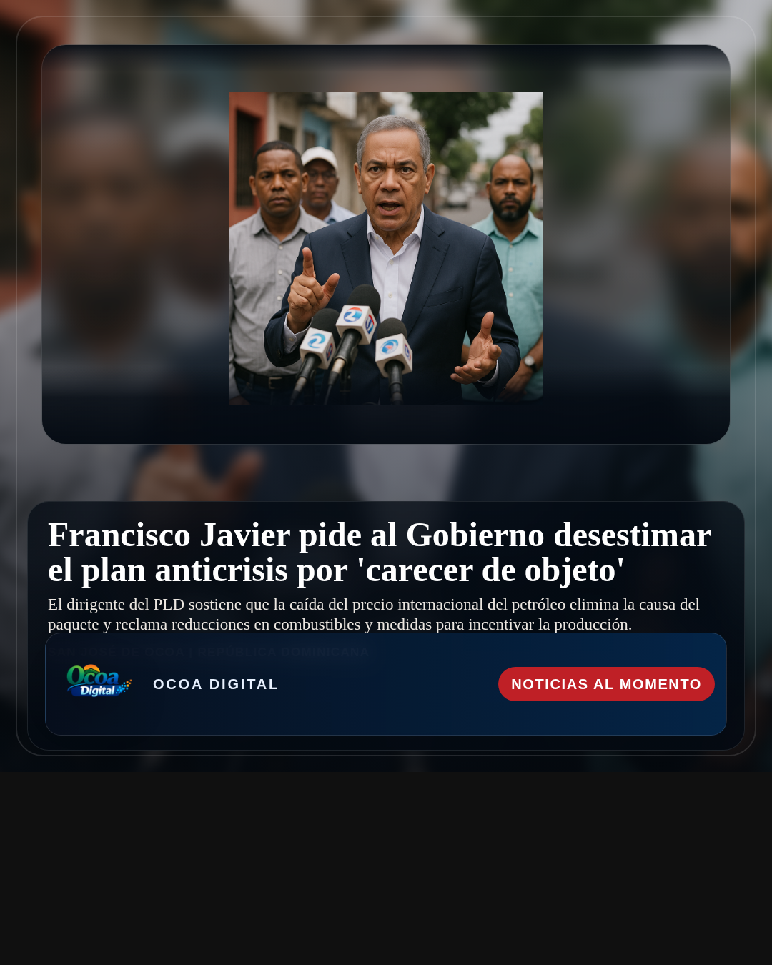 Francisco Javier pide al Gobierno desestimar el plan anticrisis por 'carecer de objeto'