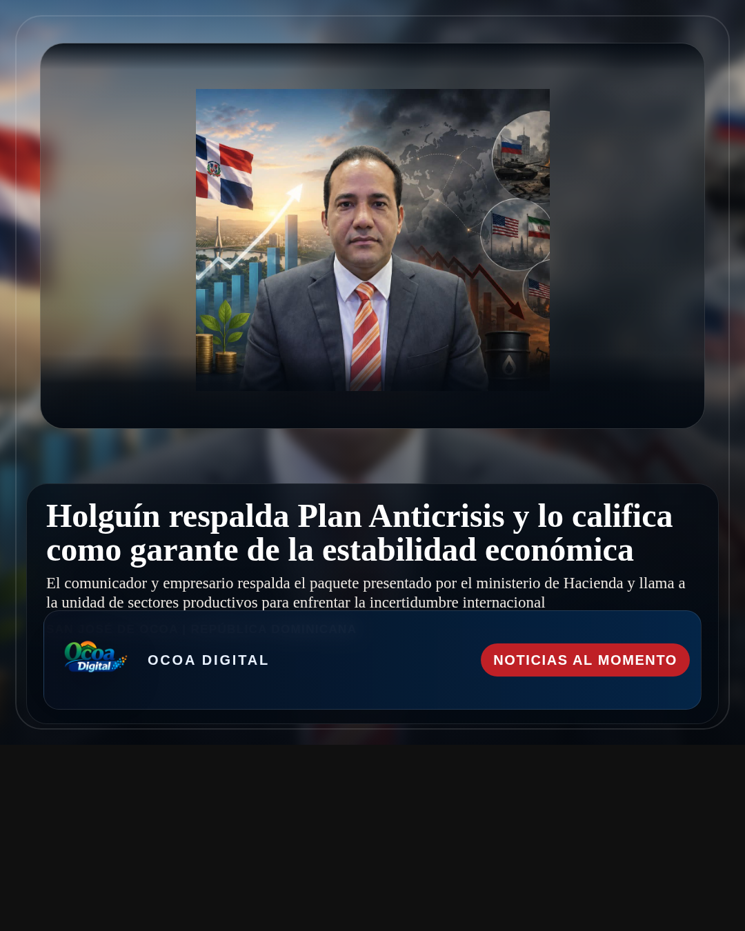 Holguín respalda Plan Anticrisis y lo califica como garante de la estabilidad económica