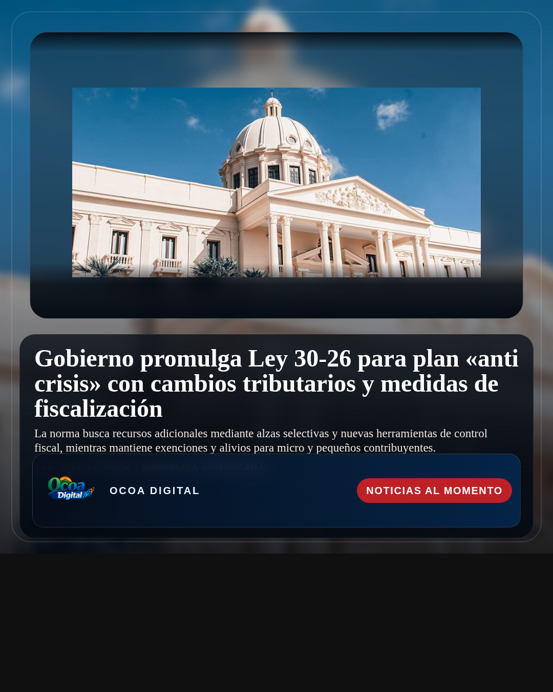 Gobierno promulga Ley 30-26 para plan «anti crisis» con cambios tributarios y medidas de fiscalización