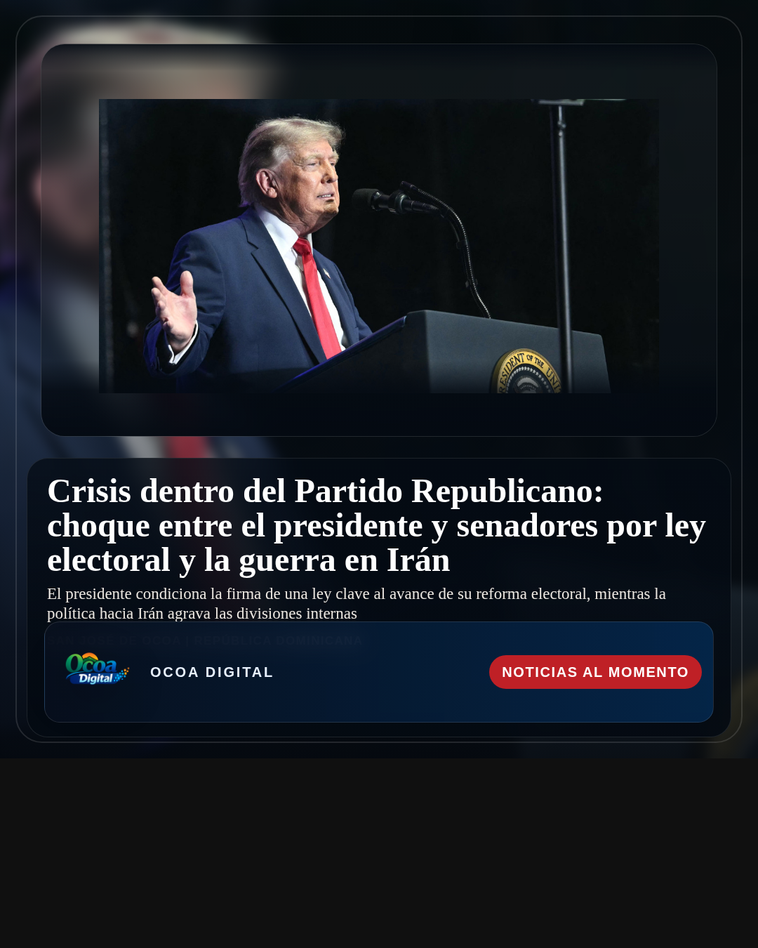 Crisis dentro del Partido Republicano: choque entre el presidente y senadores por ley electoral y la guerra en Irán
