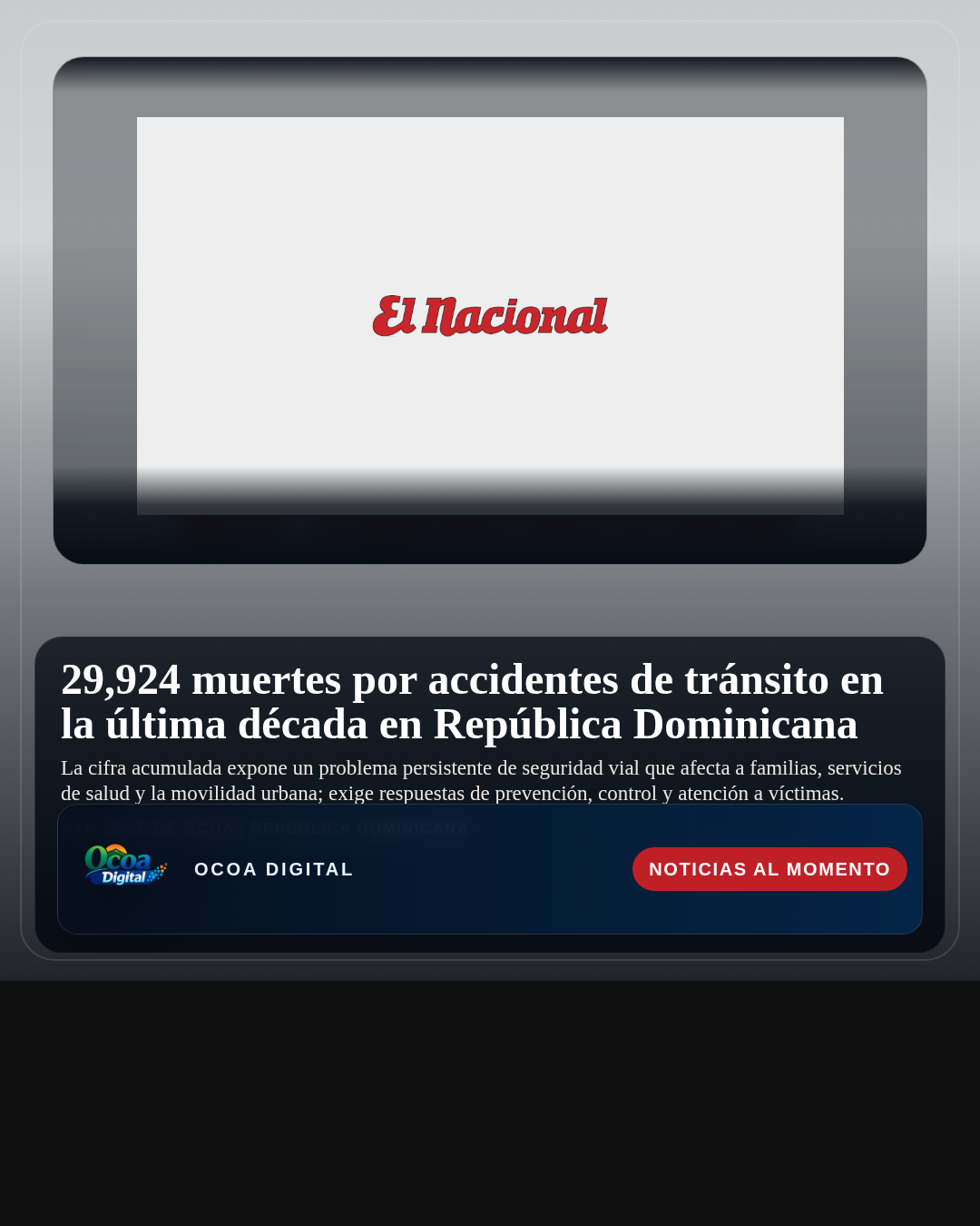 29,924 muertes por accidentes de tránsito en la última década en República Dominicana
