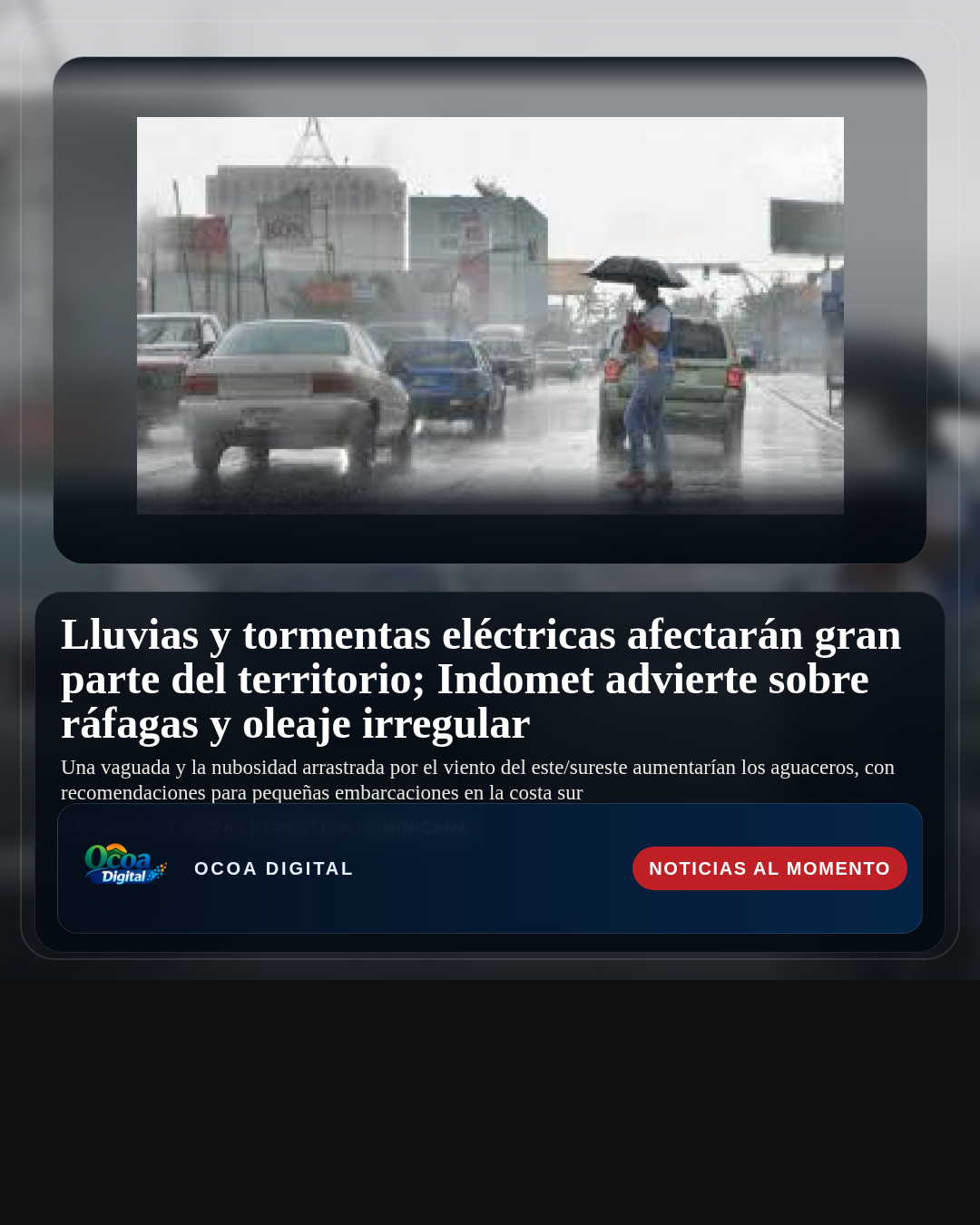 Lluvias y tormentas eléctricas afectarán gran parte del territorio; Indomet advierte sobre ráfagas y oleaje irregular