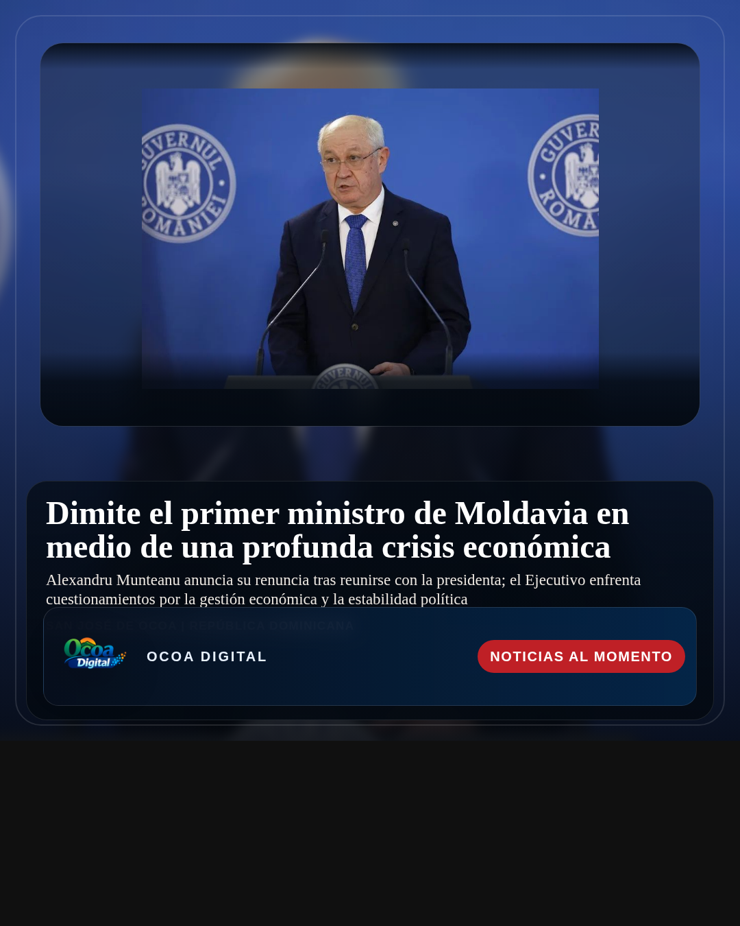 Dimite el primer ministro de Moldavia en medio de una profunda crisis económica