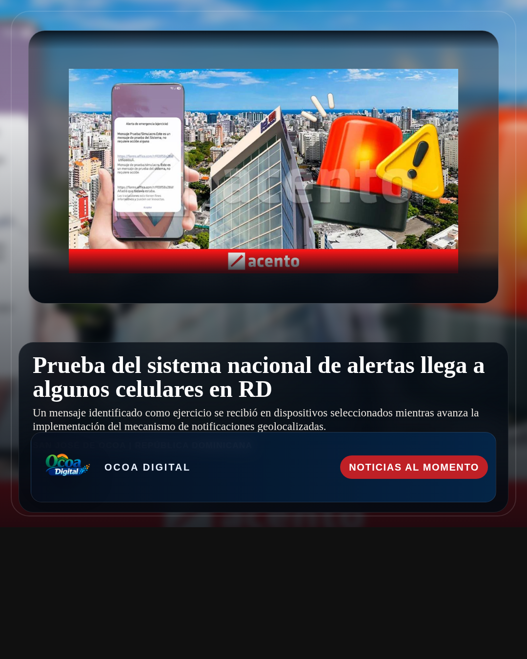 Prueba del sistema nacional de alertas llega a algunos celulares en RD